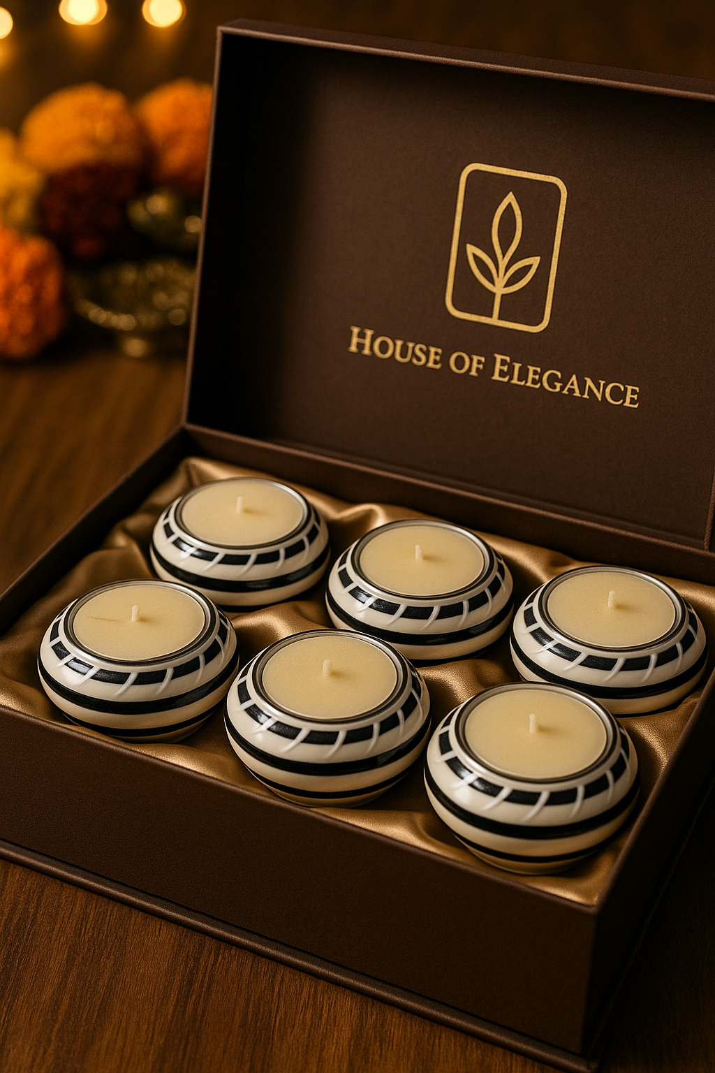 Ceramic Decorative Diya Gift Box | Set of 6 Designer Diyas | Diwali & Festival Décor