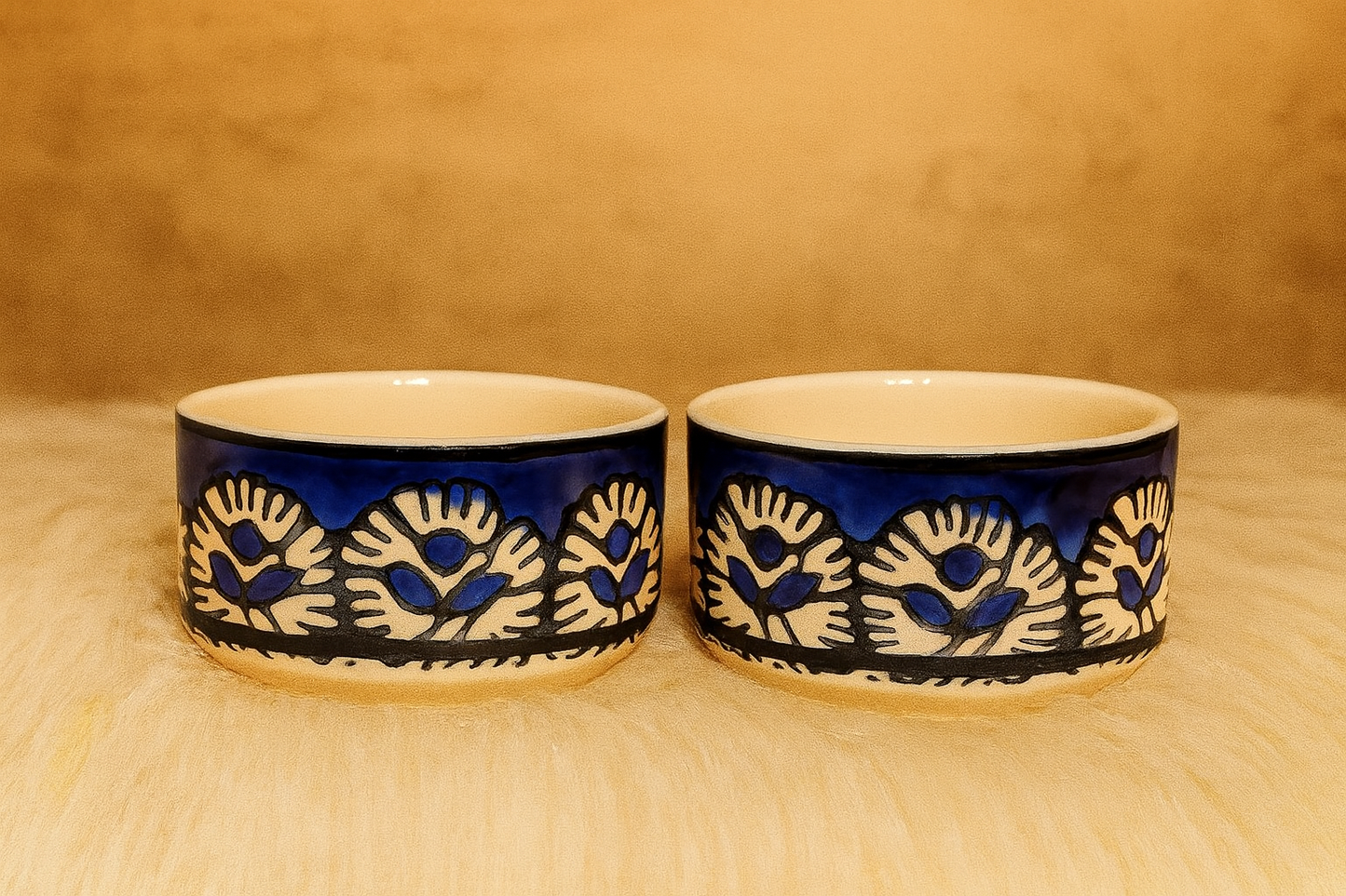 Small Blue & White Handpainted Chutney Bowl/Pickle Bowl/Sauce Serving Bowls - Set of 2