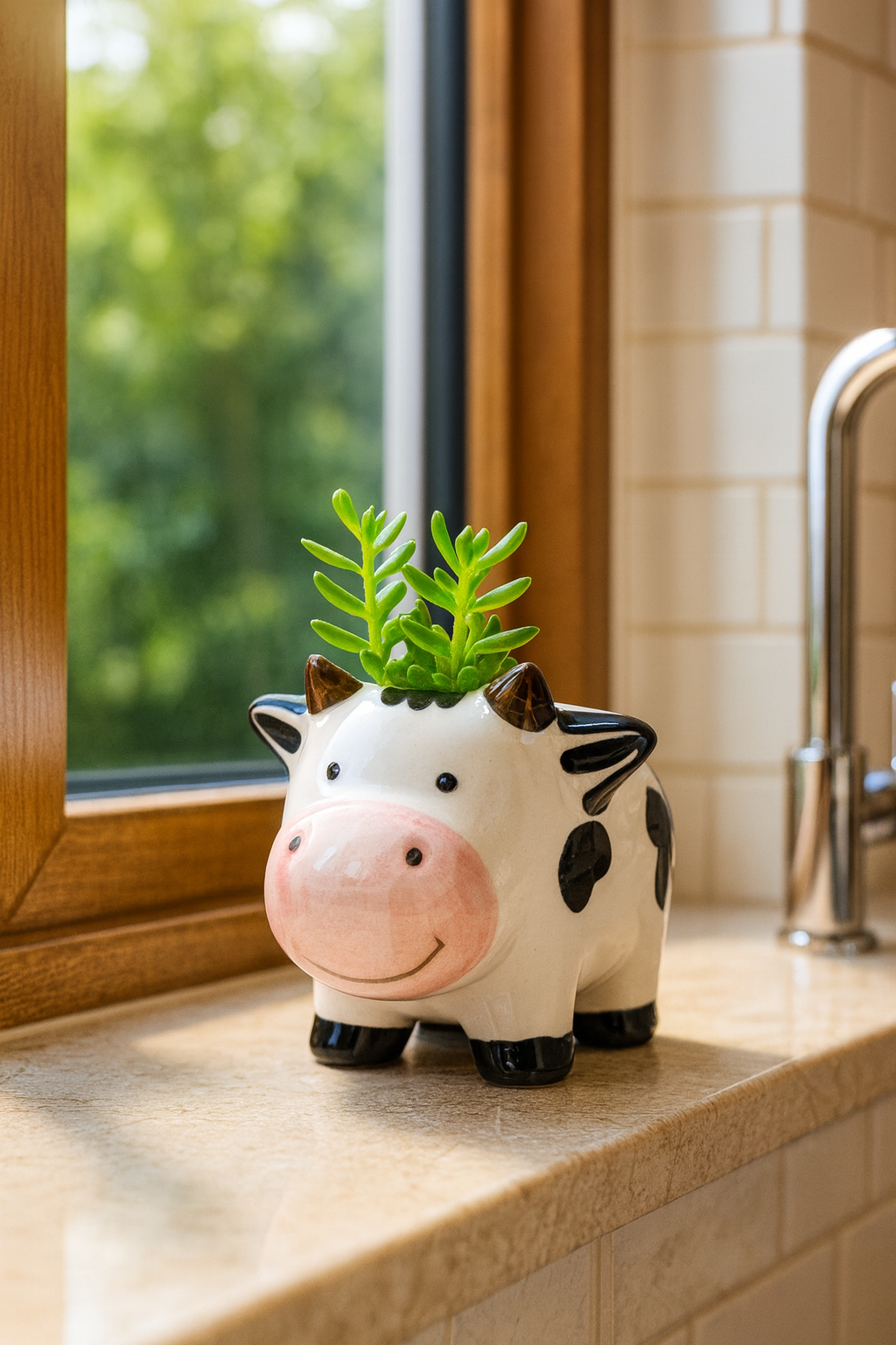 Cute Ceramic Cow Planter | Animal Shaped Pot for Succulents & Indoor Plants | Home Decor