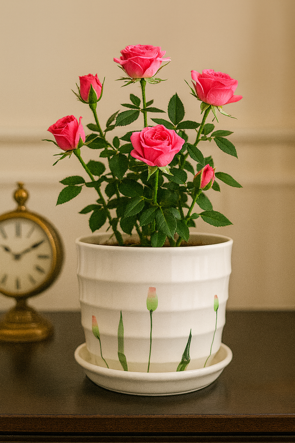 Exquisite Handcrafted White Ceramic Planter with Floral Design – 6x6 Inch | Luxury Indoor Plant Pot | HouseOfEleganceHub | Premium Export Collection
