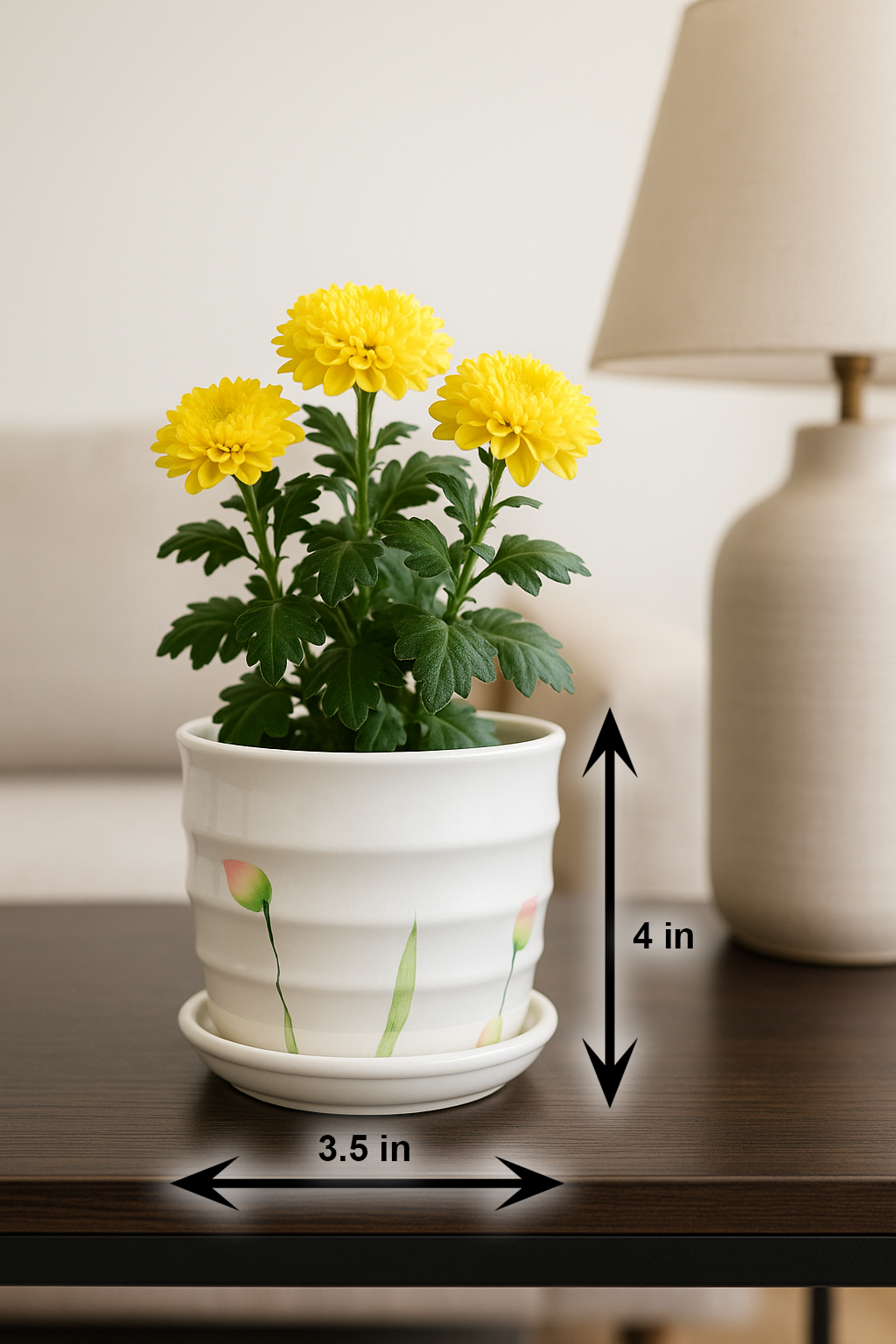 Premium Handcrafted White Ceramic Planter with Floral Detailing – 3.5x4 Inch | Elegant Small Indoor Plant Pot | HouseOfEleganceHub | Luxury Export Collection | Designer Ceramic Planter for Home & Office