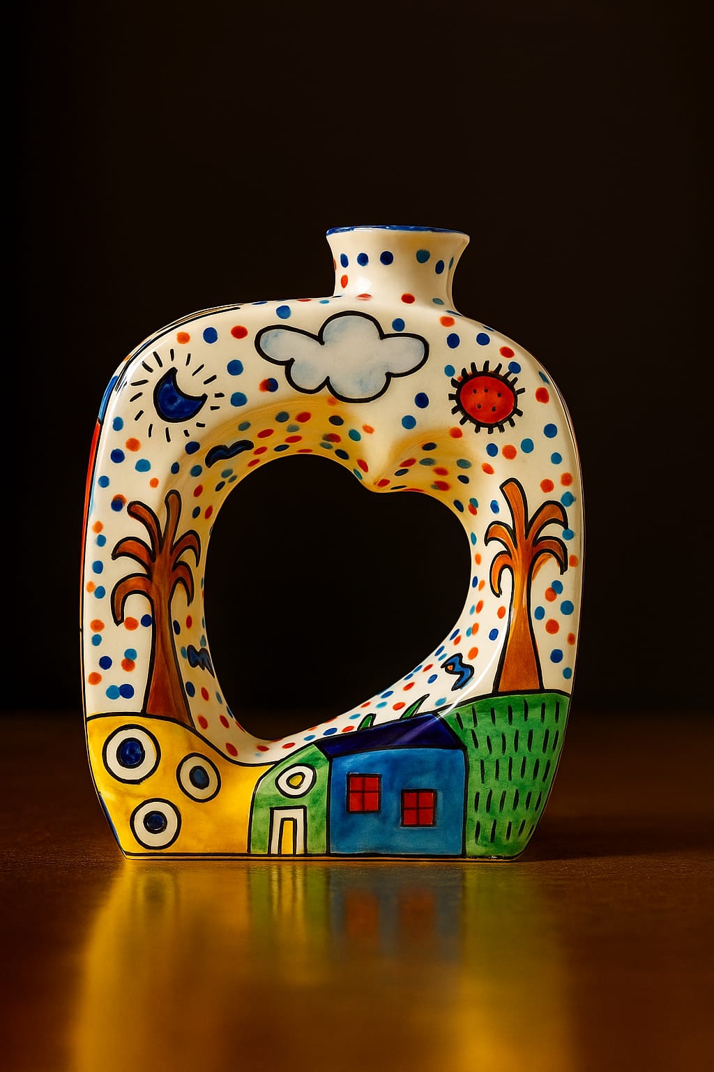 Heart-shaped Colorful Handpainted Vase