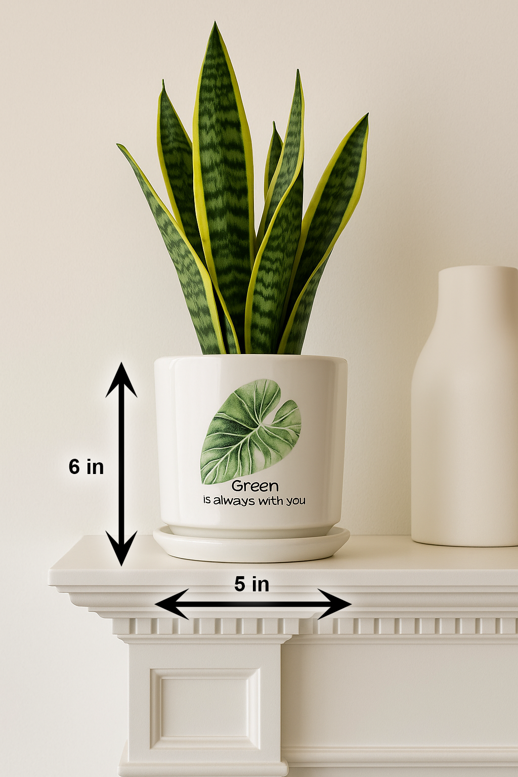 Luxury Handcrafted White Ceramic Planter with Leaf Motif – 5x6 Inch | Elegant Indoor Plant Pot | HouseOfEleganceHub | Premium Export Collection | Designer Planter for Home & Office Décor