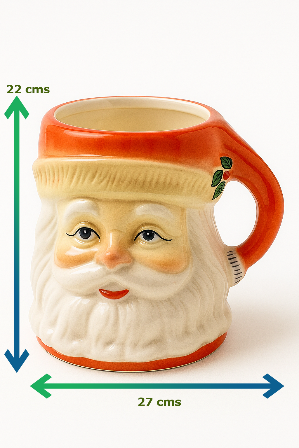 Santa Claus Ceramic Planter | Christmas Theme Home Decor Pot | 27 cm W × 22 cm H