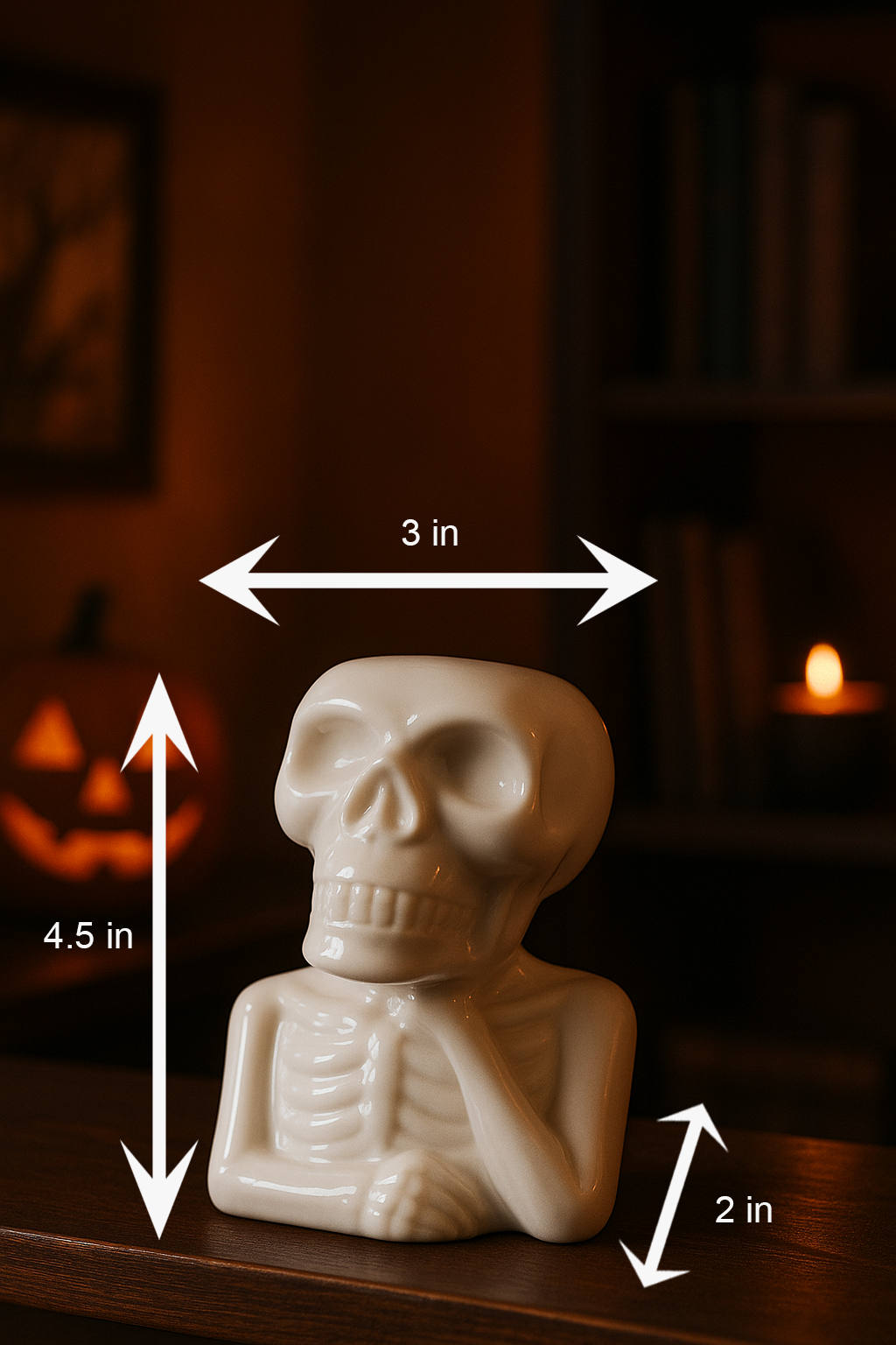 Ceramic Skeleton Planter | Unique Indoor & Outdoor Plant Pot | White Gloss Finish | Halloween-inspired décor