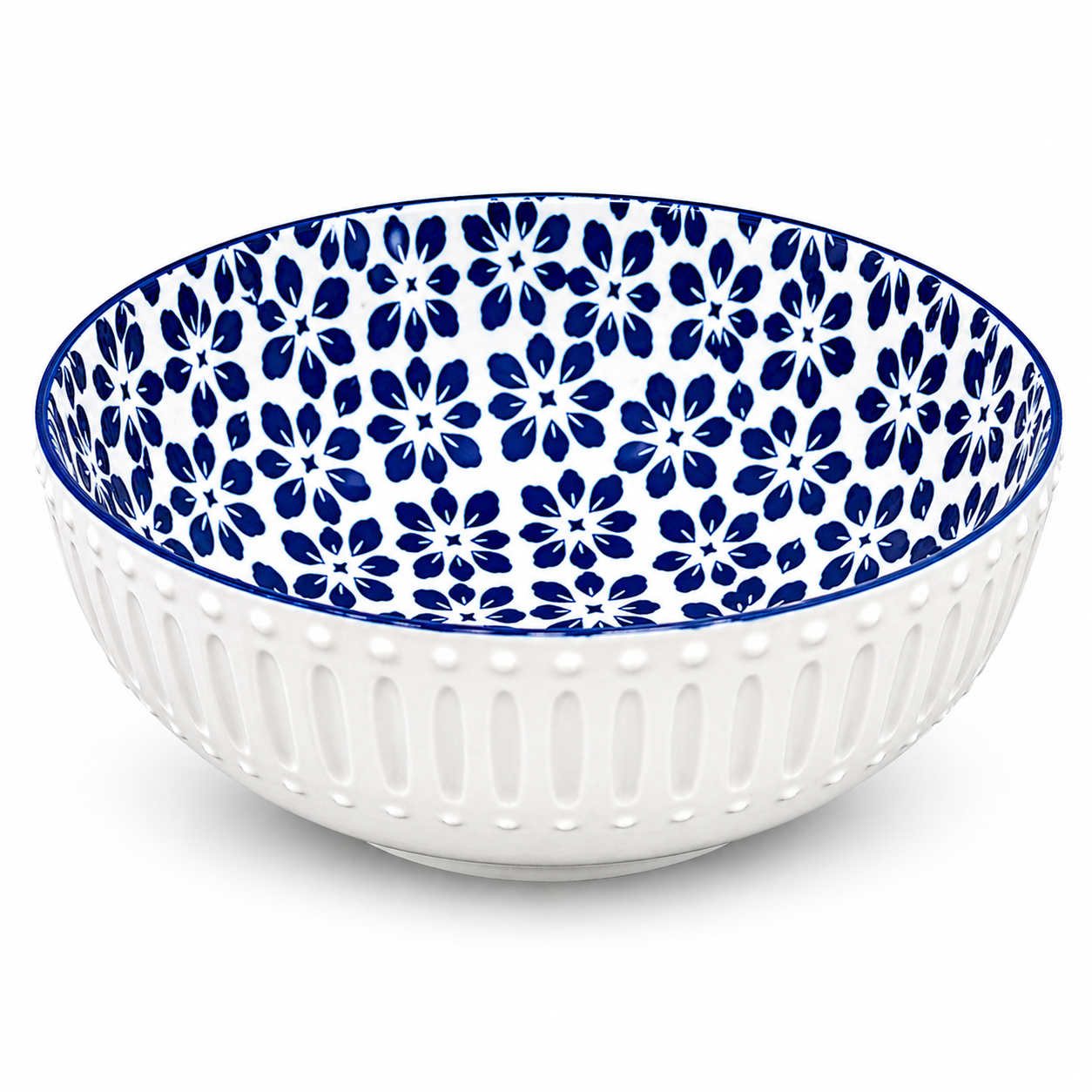 Premium Ceramic Serving Bowl (10 Inch, 5 Inch Height) | Blue & White Pattern | Large Salad, Fruit & Snack Bowl | Microwave & Dishwasher Safe | Elegant Dining Bowl – House of Elegance Hub