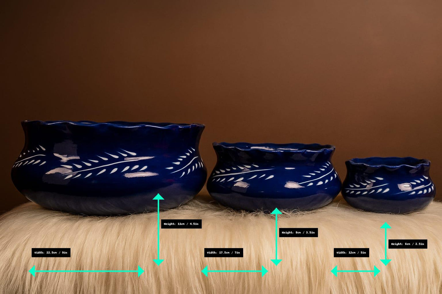 Azure Bloom - Ceramic Bowl Set (Set of 3)