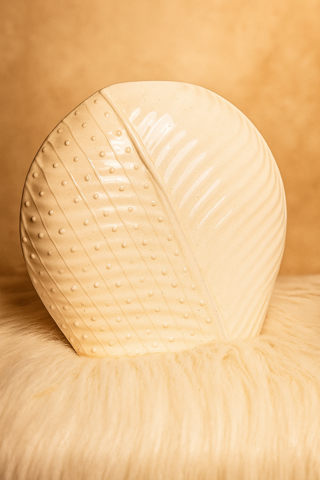 Leaf Pattern White Ceramic Vase