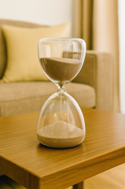 Elegant Glass Hourglass with Golden Sand – 6 Inch Timer Decorative Piece