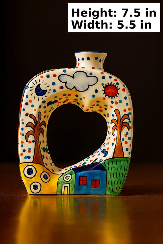 Heart-shaped Colorful Handpainted Vase