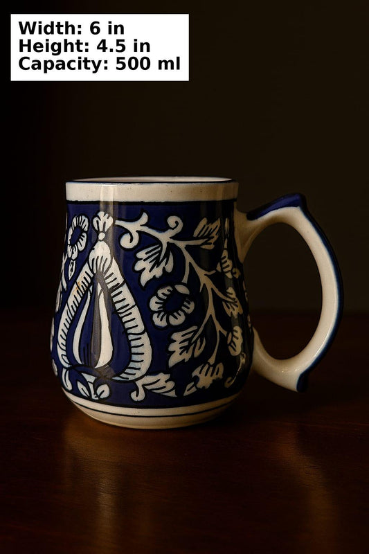 Handcrafted Blue Pottery Mug – Artistic Elegance