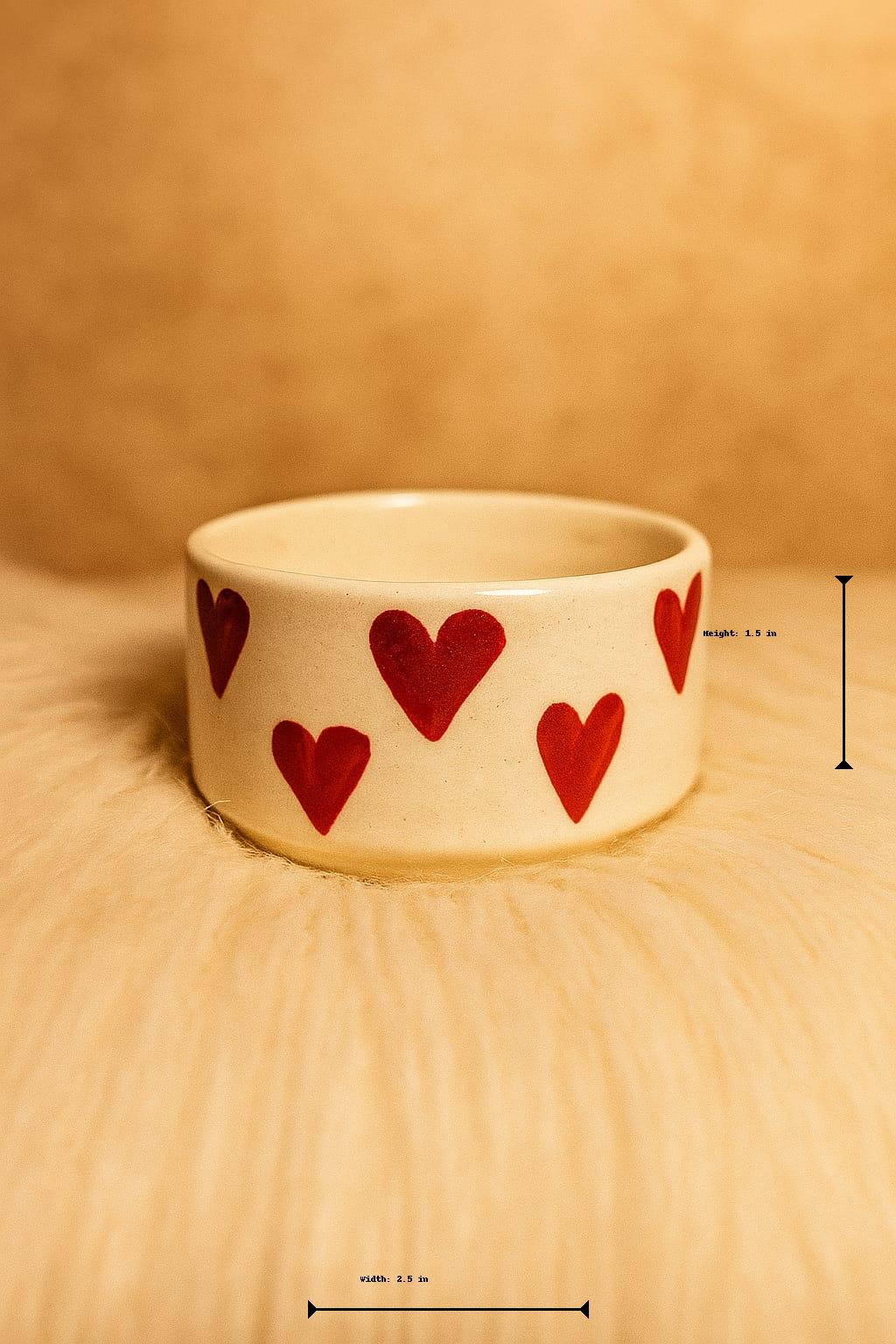 Handpainted Heart-Shaped Ceramic Dip Bowl / Chutney Bowl