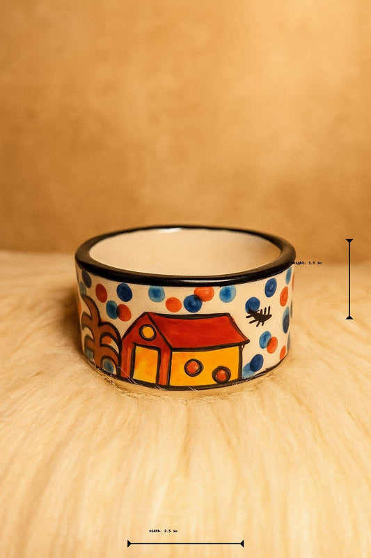Handpainted Multicolored Ceramic Dip Bowl/Chutney Bowl