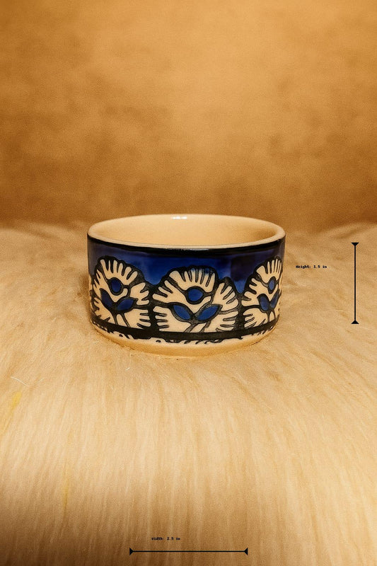 Small Blue & White Handpainted Chutney Bowl/Pickle Bowl/Sauce Serving Bowls - Set of 2