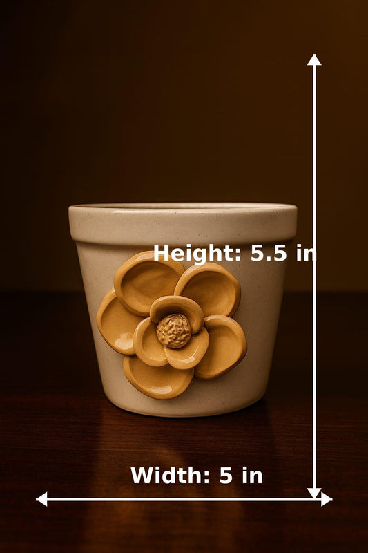 3D yellow flower ceremic Planter
