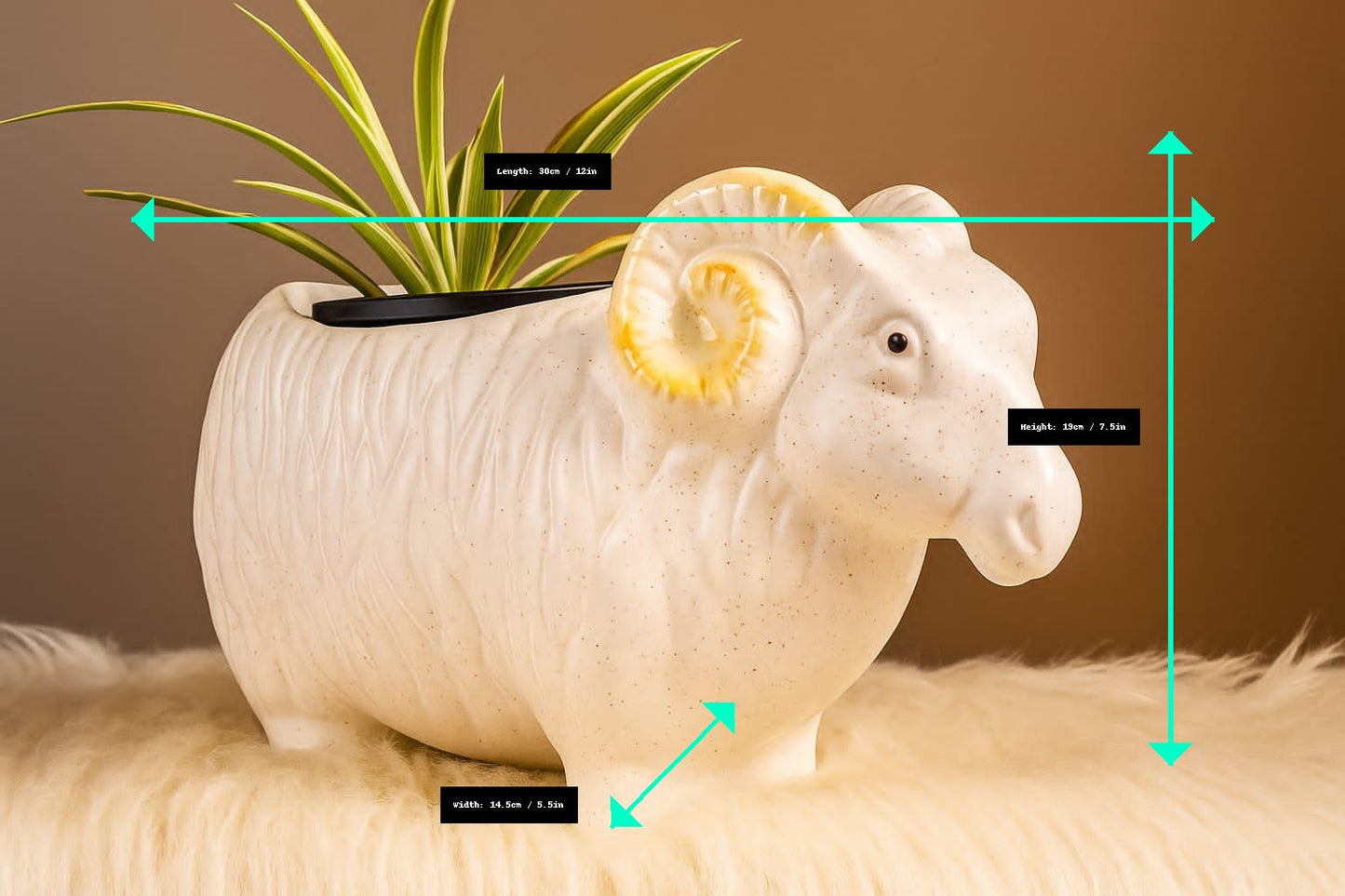 Ram Shaped Ceramic Planter – Unique & Elegant Decor Piece
