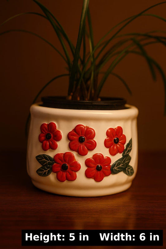 Beautiful Ceremic Red Flowers planter