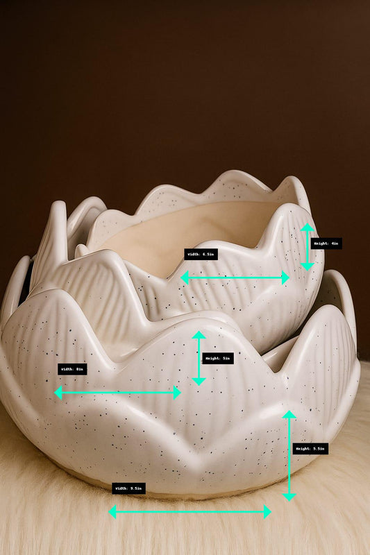 Lotus-Inspired Ceramic Bowls: Set of 3 – Elegant Nesting Design