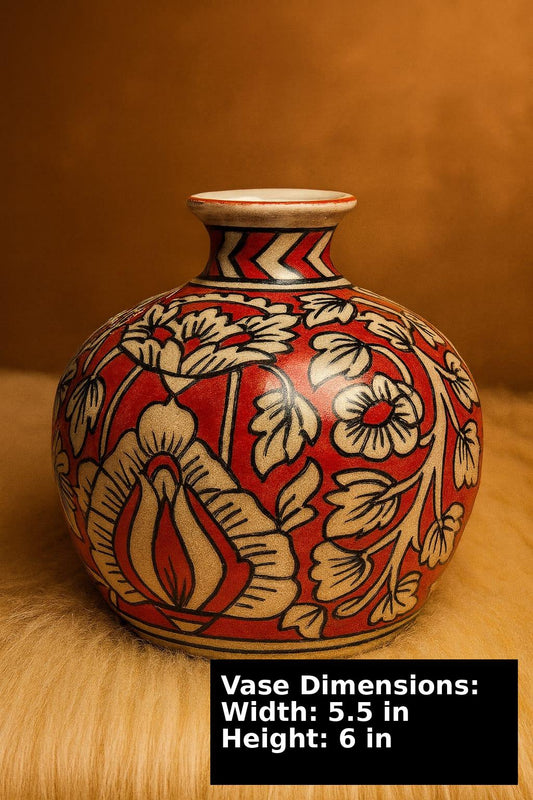 Handpainted Red Vase