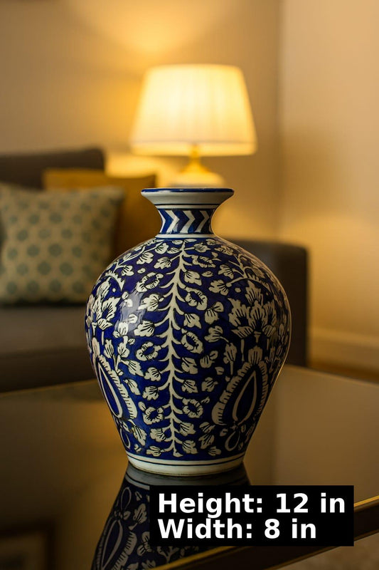 Handpainted Blue Pottery Ceremic Big Vase