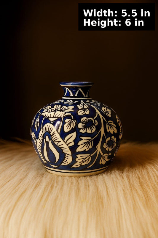 Handpainted blue matki vase