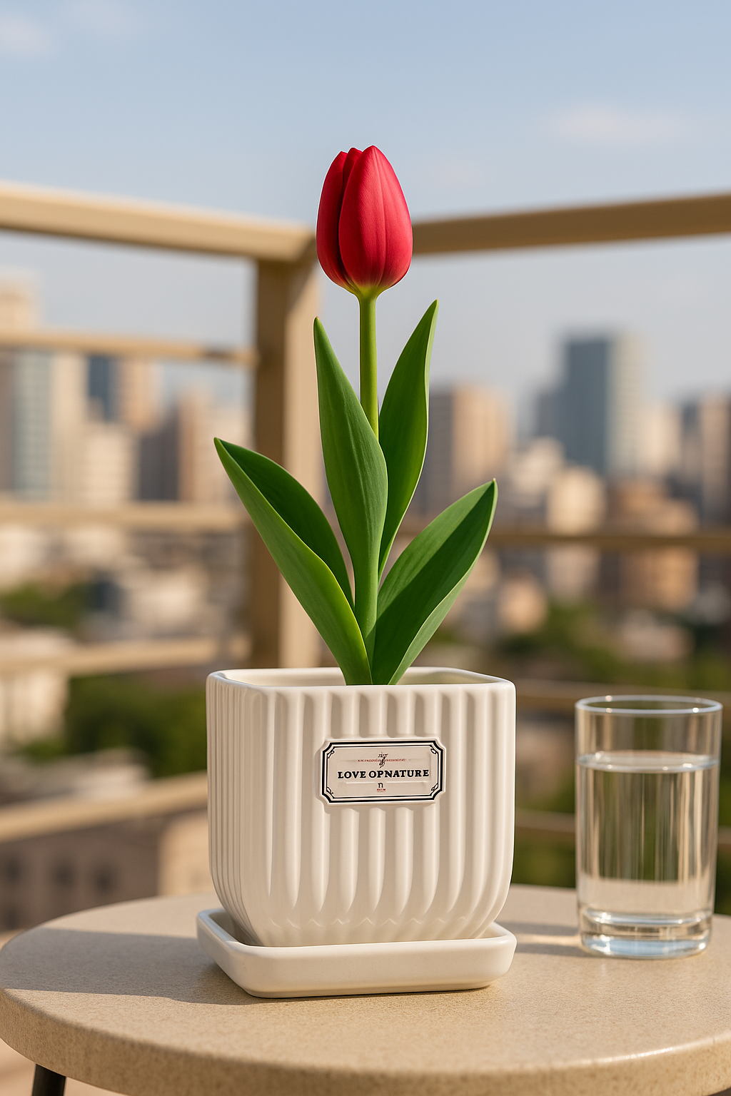 Elegant White Square Ribbed Ceramic Planter – 4x4 Inch | Luxury Indoor Plant Pot with “Love of Nature” Label | HouseOfEleganceHub | Premium Export Collection | Designer Ceramic Planter for Home & Office Décor
