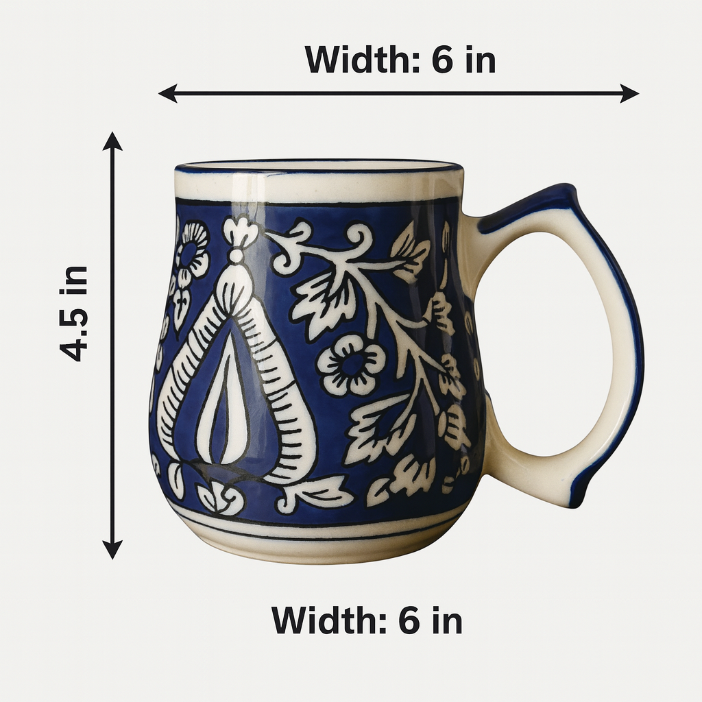 Handcrafted Blue Pottery Mug – Artistic Elegance