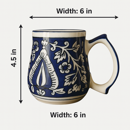 Handcrafted Blue Pottery Mug – Artistic Elegance