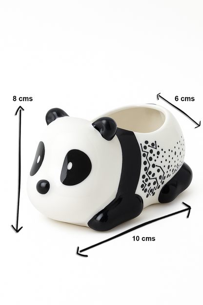 Big Eyes Panda Ceramic Planter – Cute Animal Succulent Pot (10 cm × 8 cm × 6 cm)