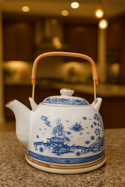 Imported Porcelain Kettle (18 cm × 13 cm) | Hand-Painted Ceramic Tea Pot | Available in 3 Designs