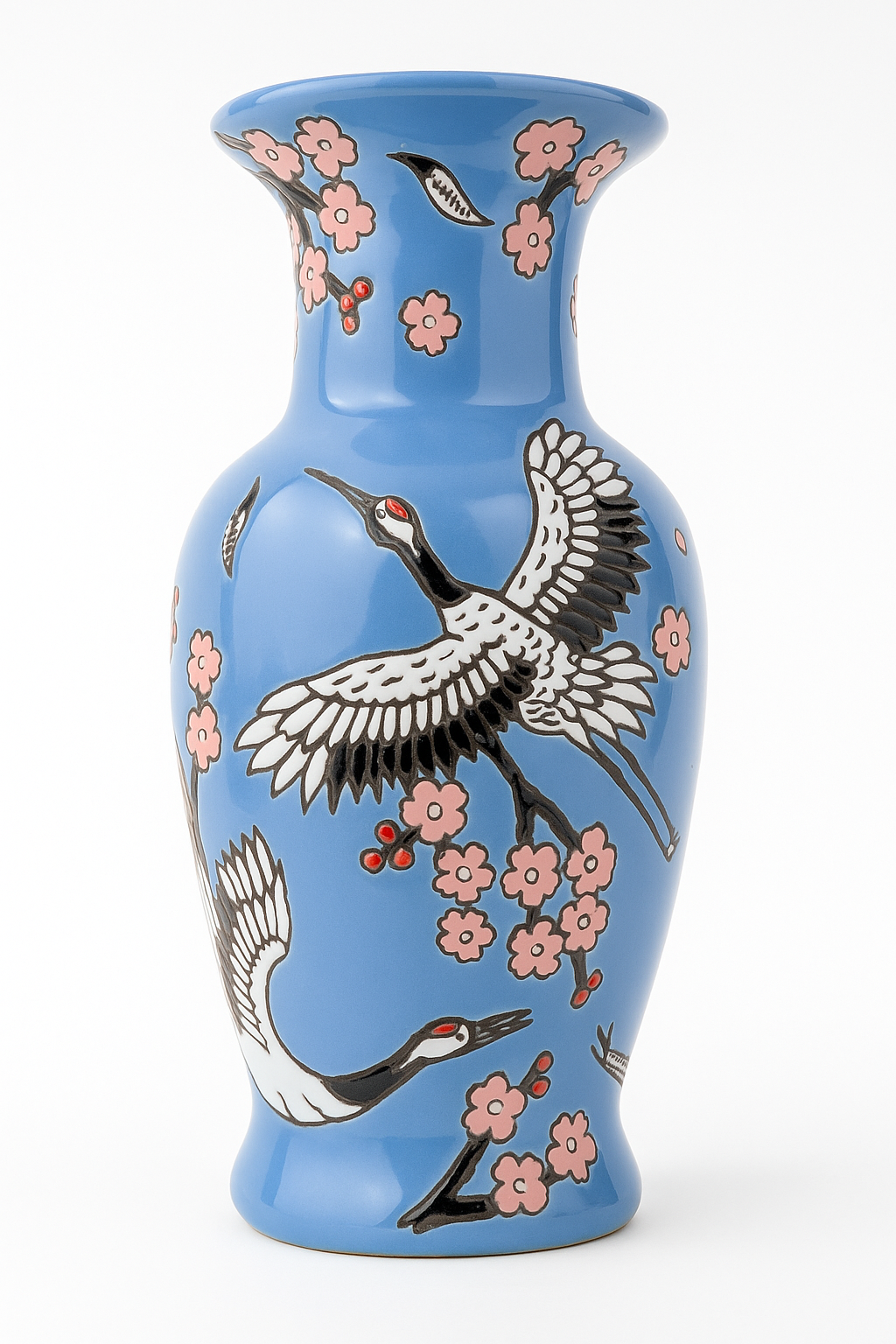 Japanese Porcelain Vase | Imported Crane & Cherry Blossom Design | Available in 3 Colors