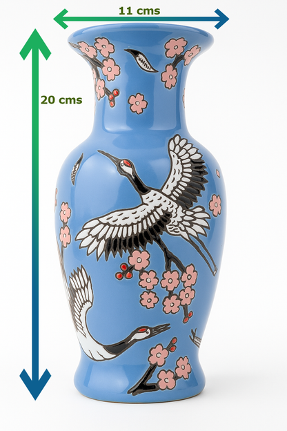 Japanese Porcelain Vase | Imported Crane & Cherry Blossom Design | Available in 3 Colors