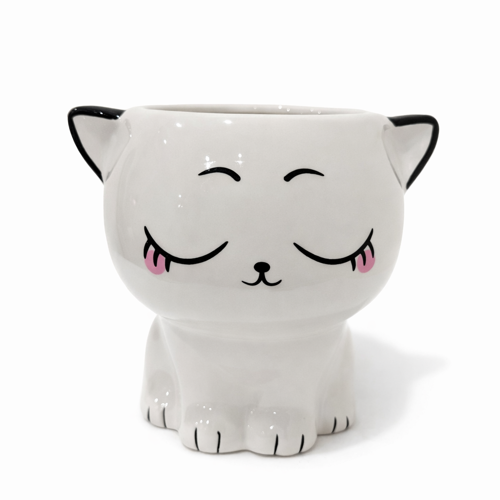 Cute Cat Shaped Ceramic Planter | 8 inch Height × 7.5 inch Diameter | Indoor & Outdoor Pot
