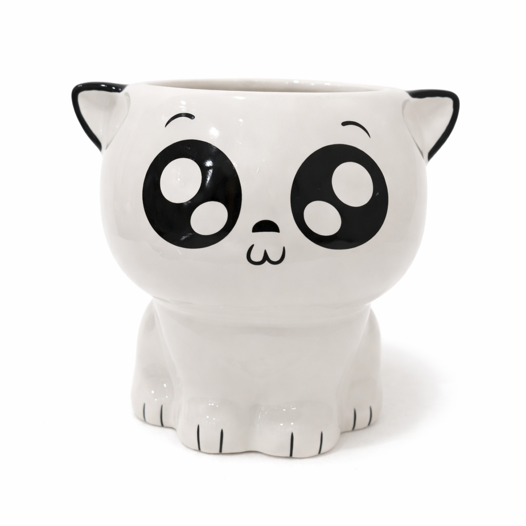 Cute Cat Shaped Ceramic Planter | 8 inch Height × 7.5 inch Diameter | Indoor & Outdoor Pot