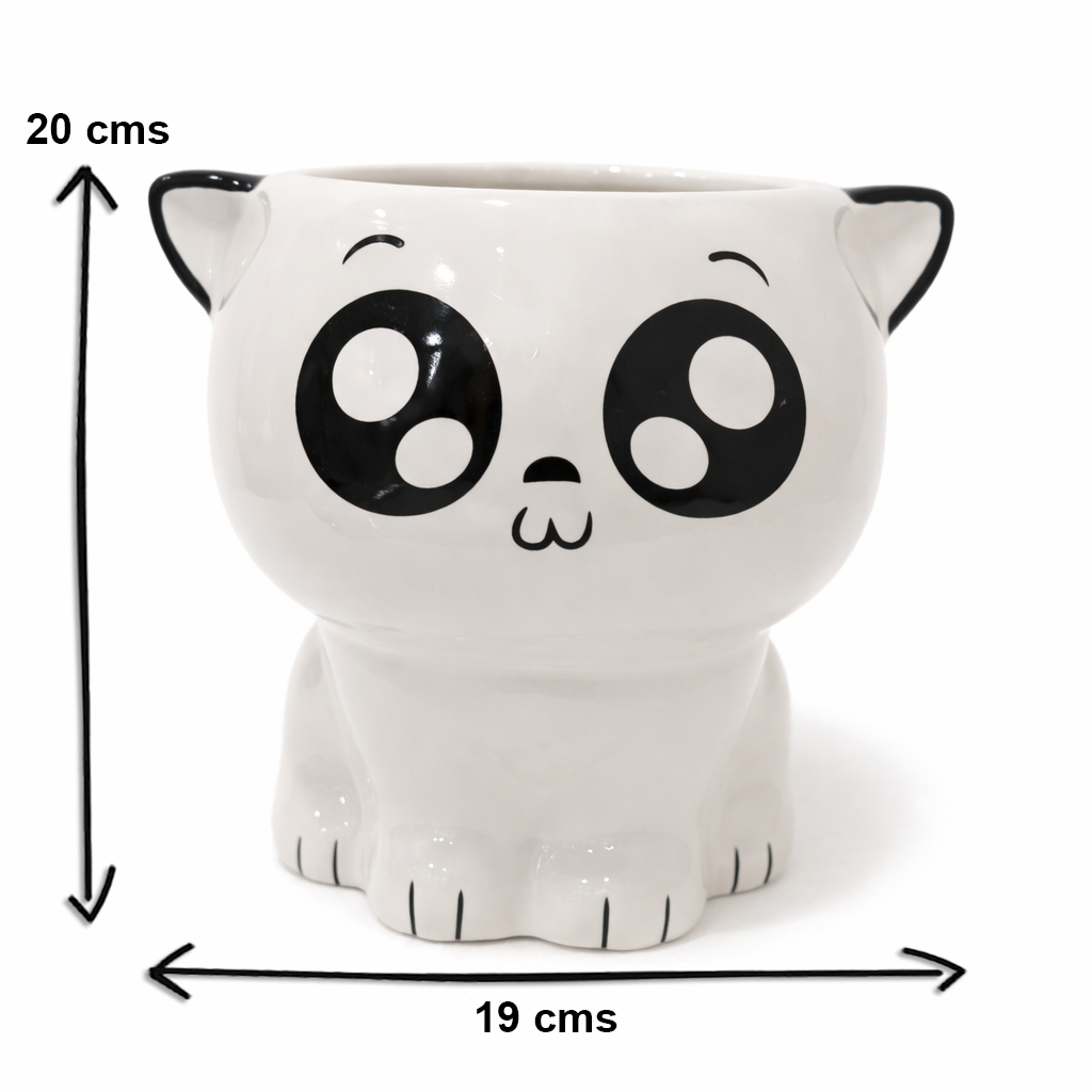 Cute Cat Shaped Ceramic Planter | 8 inch Height × 7.5 inch Diameter | Indoor & Outdoor Pot