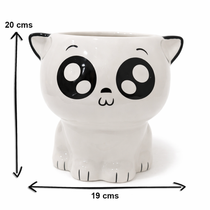 Cute Cat Shaped Ceramic Planter | 8 inch Height × 7.5 inch Diameter | Indoor & Outdoor Pot