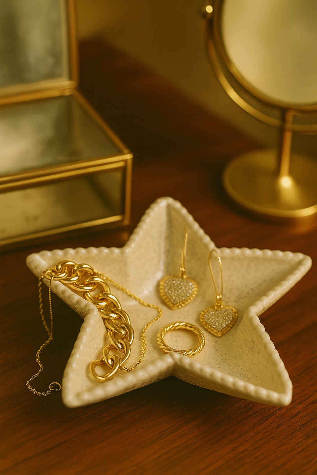 Elegant Star-Shaped Ceramic Bowl – Textured White Finish (22cm x 5cm)