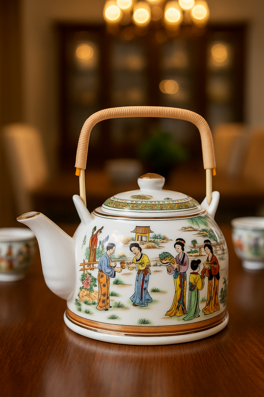 Imported Porcelain Kettle (18 cm × 13 cm) | Hand-Painted Ceramic Tea Pot | Available in 3 Designs