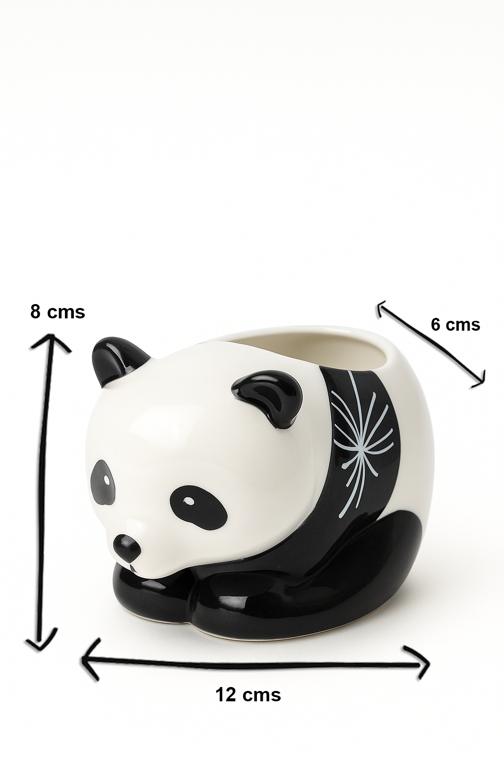 Cute Panda Ceramic Planter – Animal Succulent Pot (12 cm × 8 cm × 6 cm)