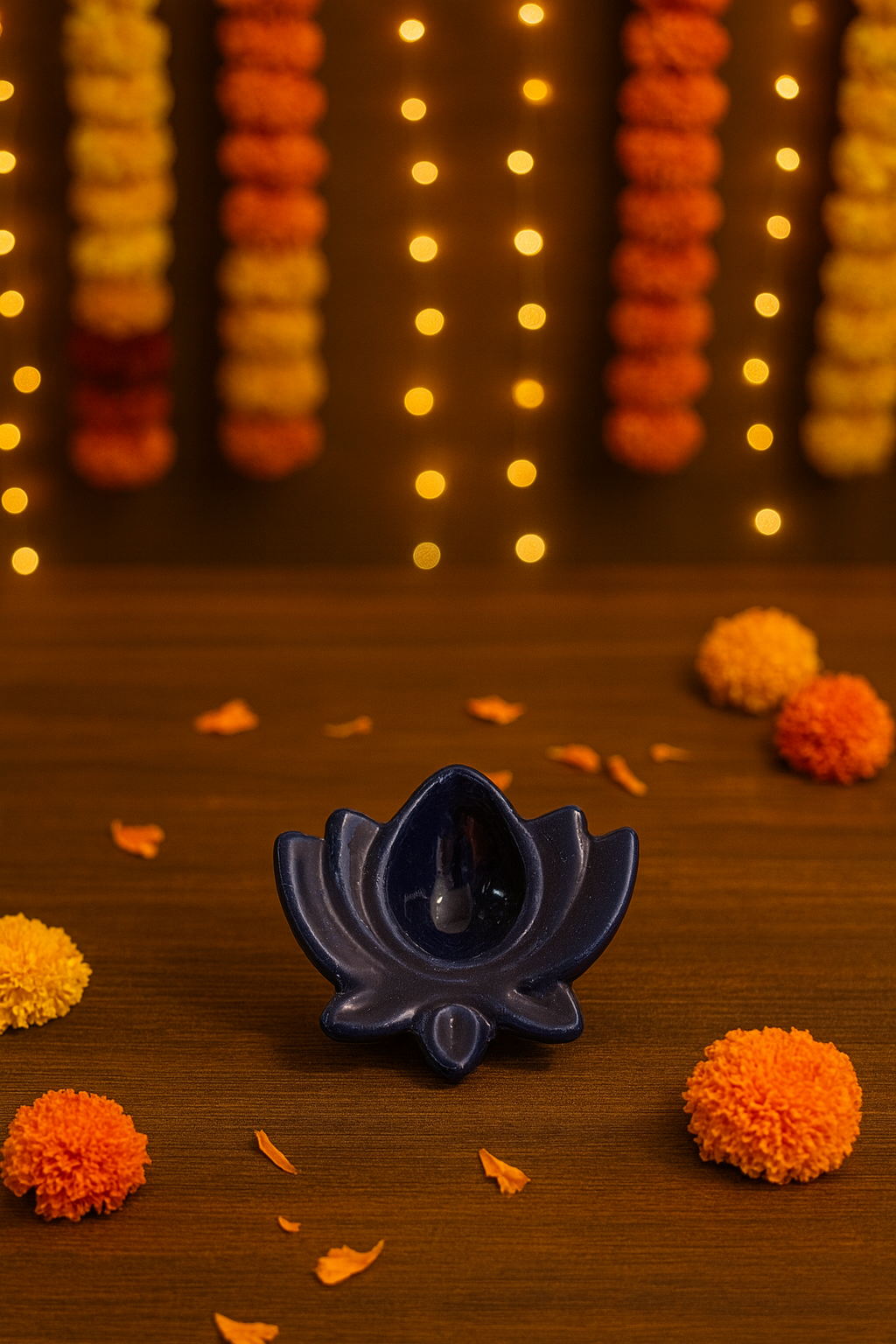 Ceramic Lotus Shape Diya | Decorative Oil Lamp for Puja, Temple & Festive Home Décor | Gift Article