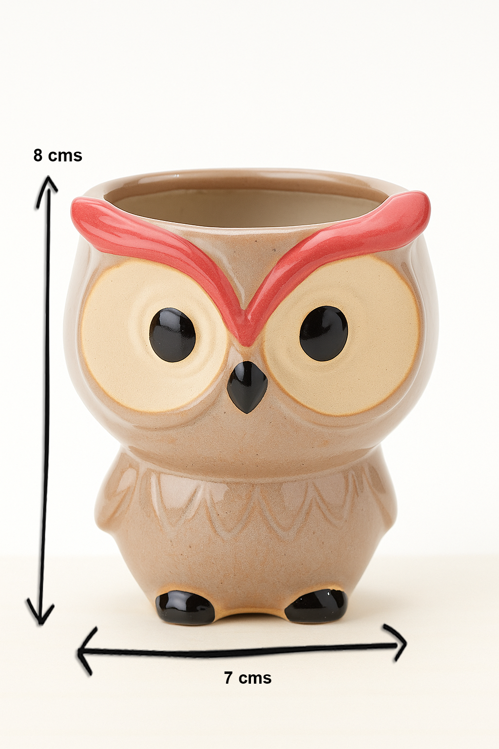 Cute Owl Ceramic Planter – Mini Animal Flower Pot for Home & Desk Decor (7 × 8 cm)