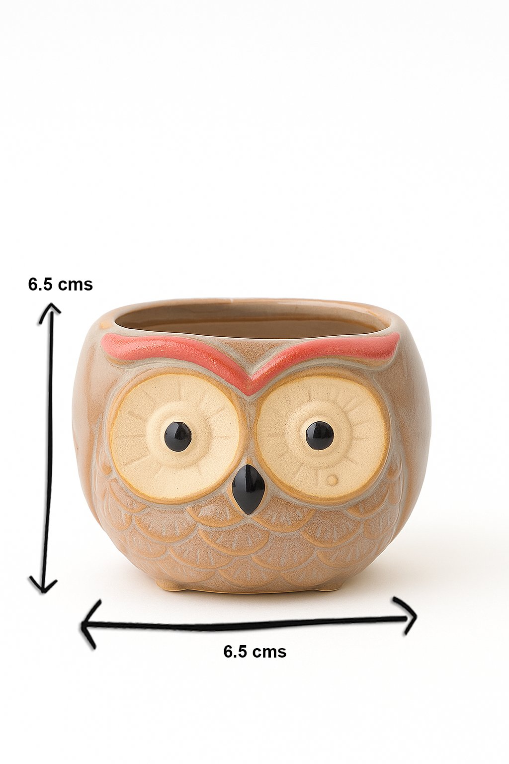 Cute Owl Head Ceramic Succulent Planter – 6.5 cm Mini Animal Pot for Home & Office Decor