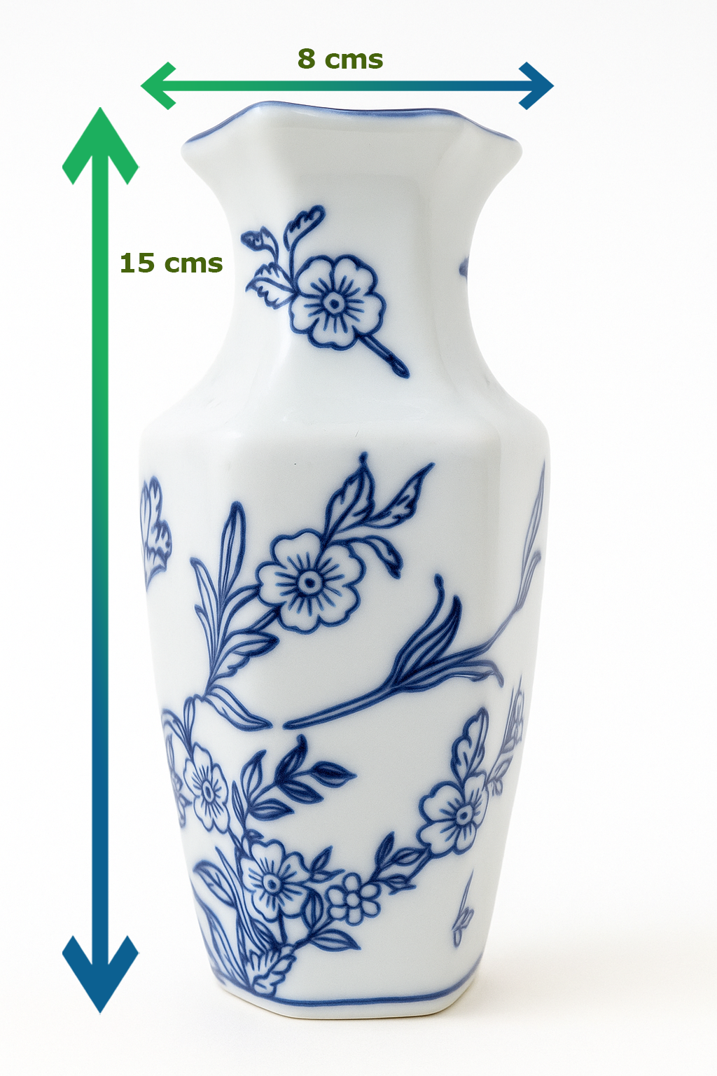 Blue & White Porcelain Vase – Oriental Floral Design