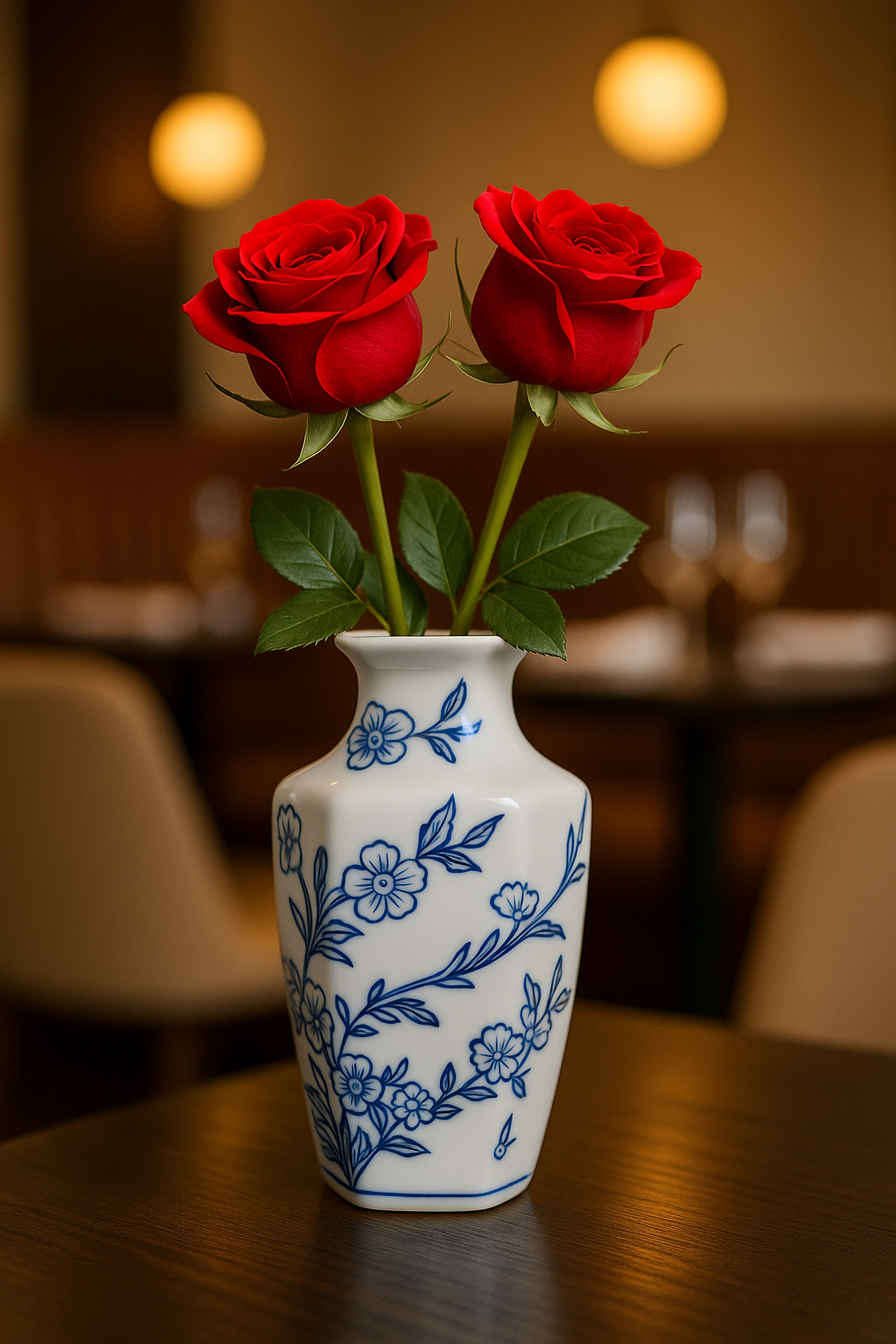Blue & White Porcelain Vase – Oriental Floral Design
