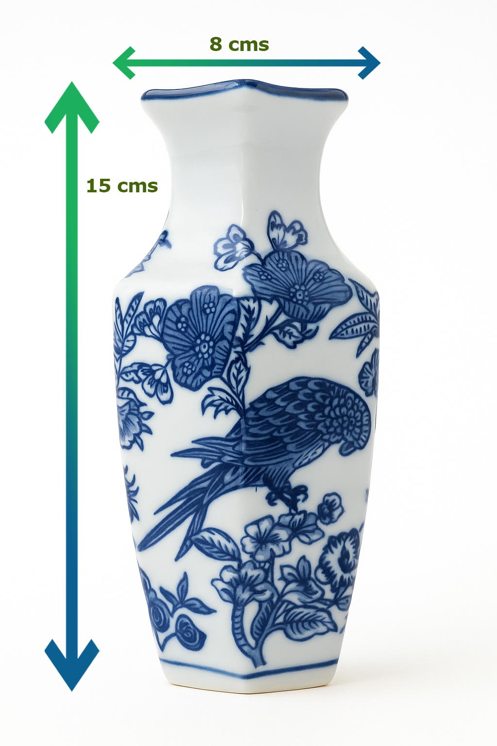 Blue & White Porcelain Vase – Oriental Floral Design