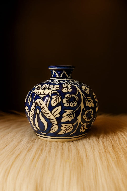 Handpainted blue matki vase