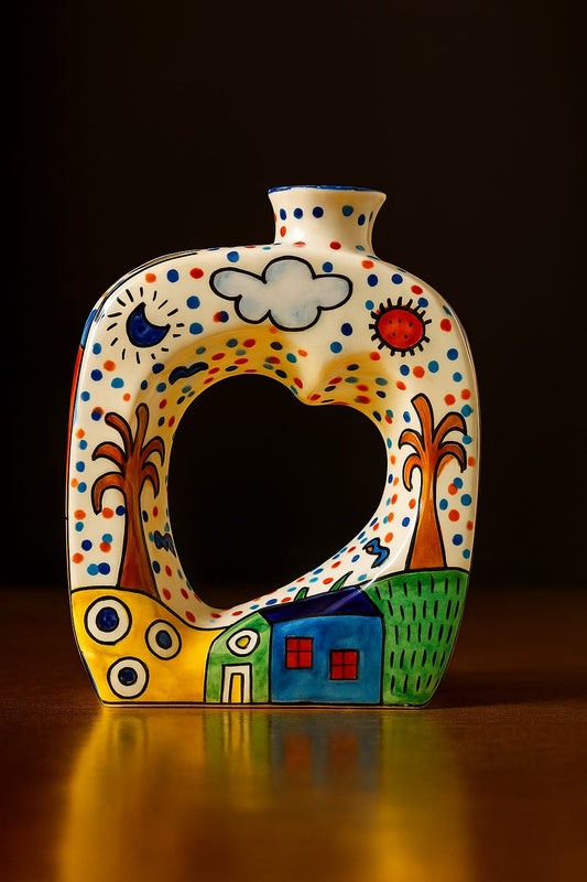 Heart-shaped Colorful Handpainted Vase