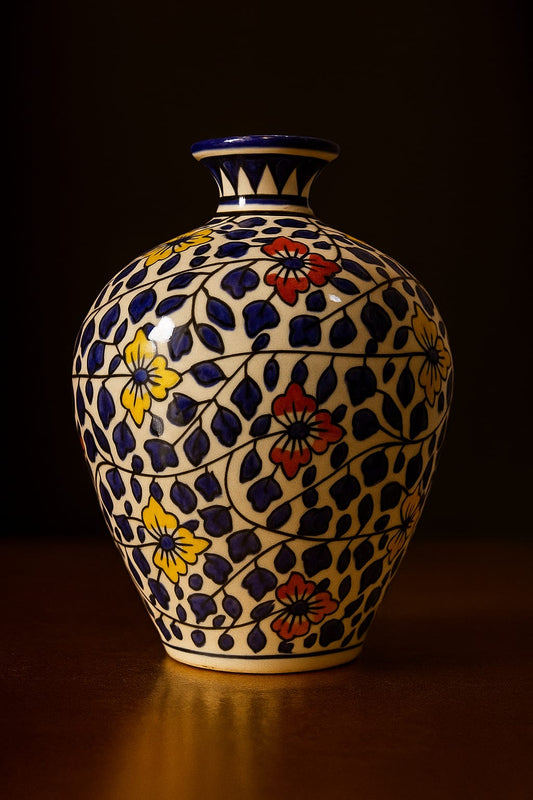 Beautiful Ceremic Handpainted Blue Pottery Vase