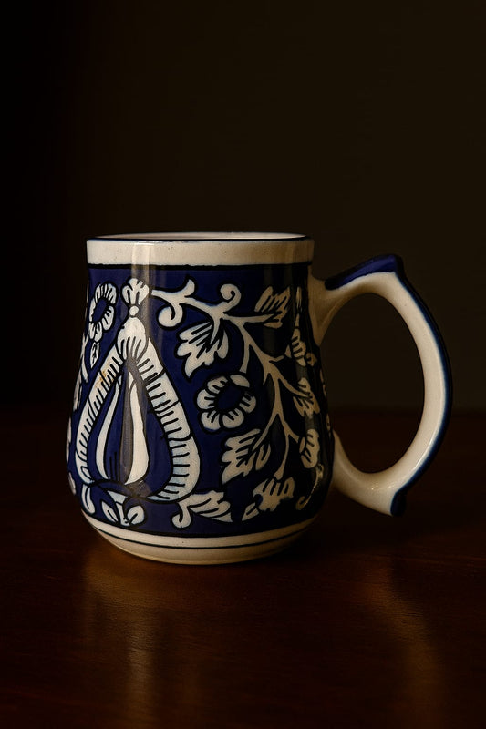 Handcrafted Blue Pottery Mug – Artistic Elegance