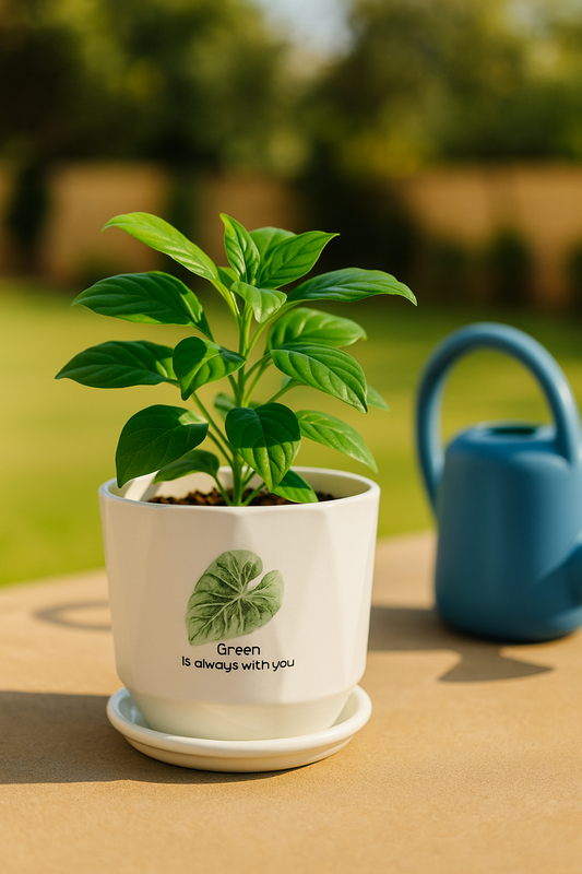 Exquisite Handcrafted White Ceramic Planter with Leaf Design – 6x6 Inch | Luxury Indoor Plant Pot | HouseOfEleganceHub | Premium Export Collection | Designer Planter for Home & Office Décor